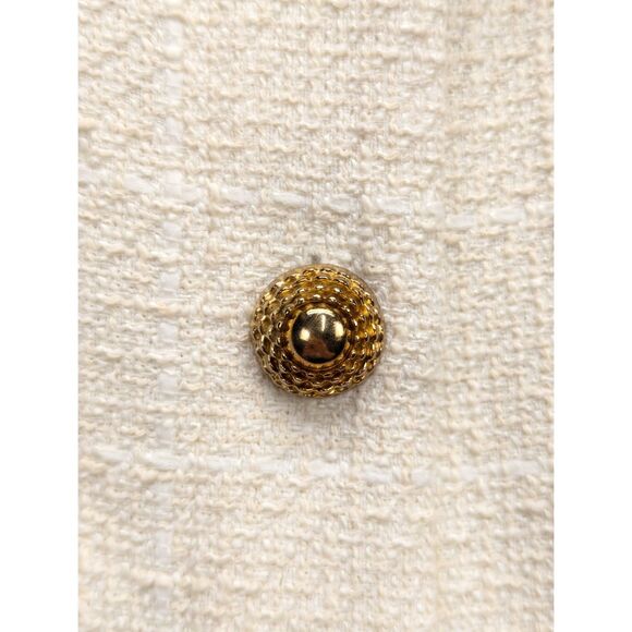 NWT Zara Tweed Cropped Blazer Size XL Gold Button Preppy Office Cream - Picture 5 of 13